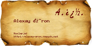 Alexay Áron névjegykártya